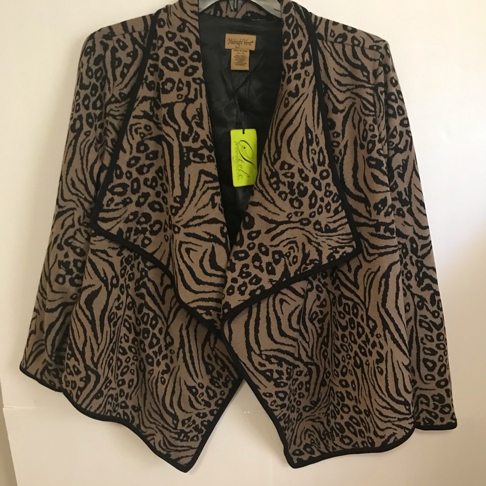 1X Leopard Print Sweater Jacket